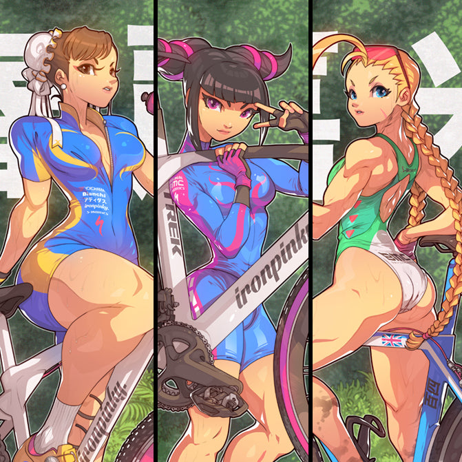 juri cammy and chun li on bikes by edwin huang
