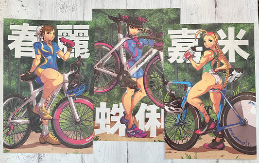 juri cammy and chun li on bikes by edwin huang