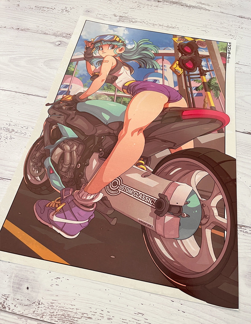 bulma on motorcycle by edwin huang