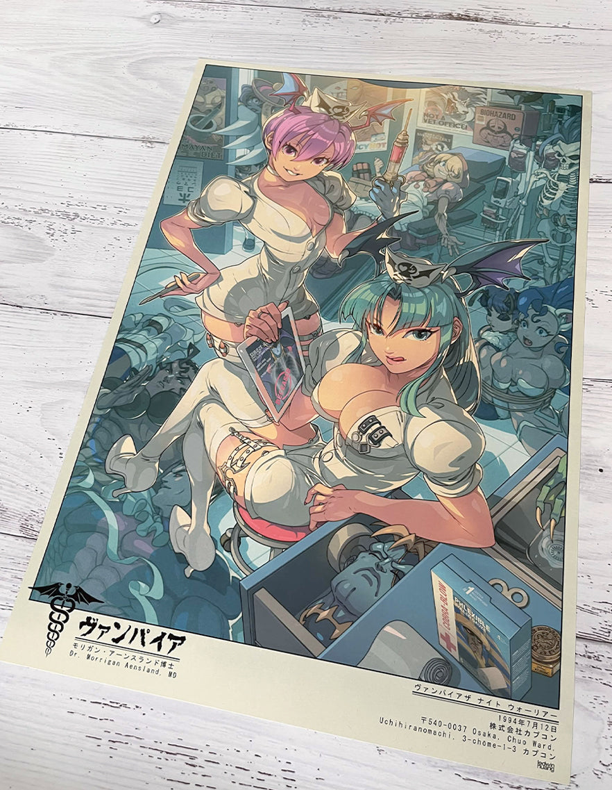 Nurse Morrigan and Lilith Art Print Illustrated by IRONPINKY.