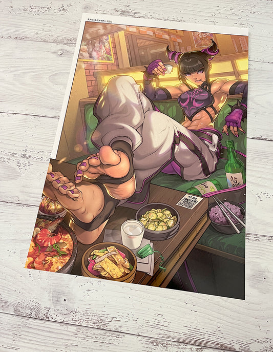 juri han from street fighter at a korean restaurant drawn by edwin huang