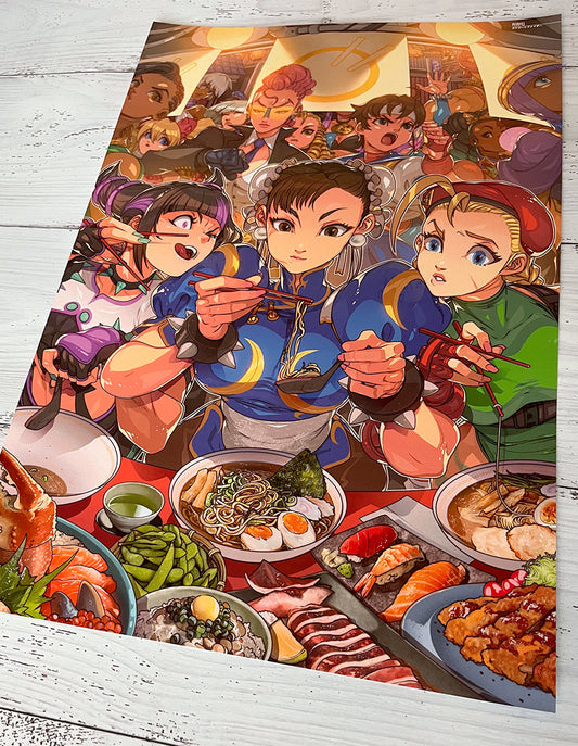 chun li juri cammy eating ramen street fighter