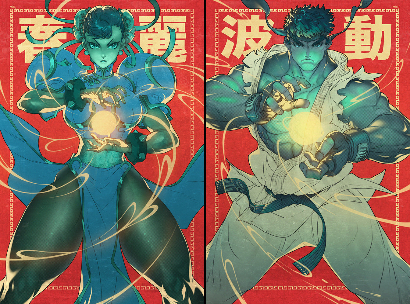 ryu and chun li drawings by edwin huang
