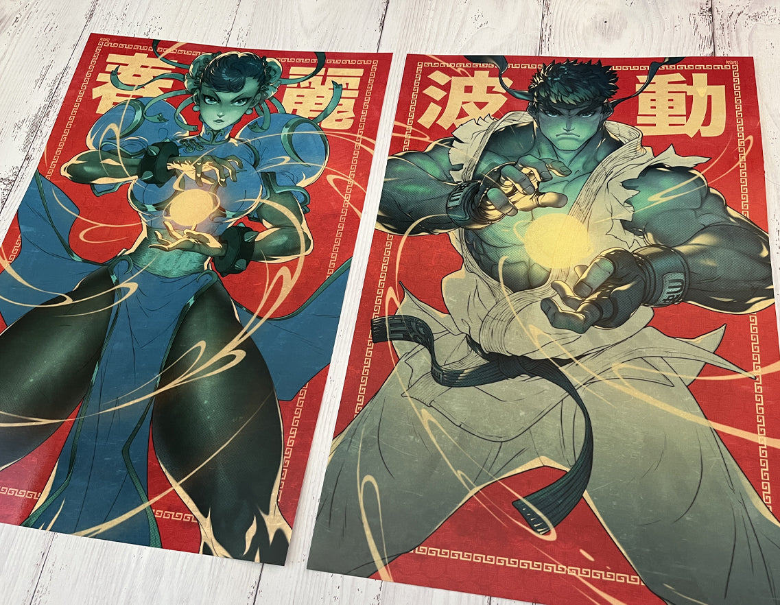 ryu and chun li drawings by edwin huang