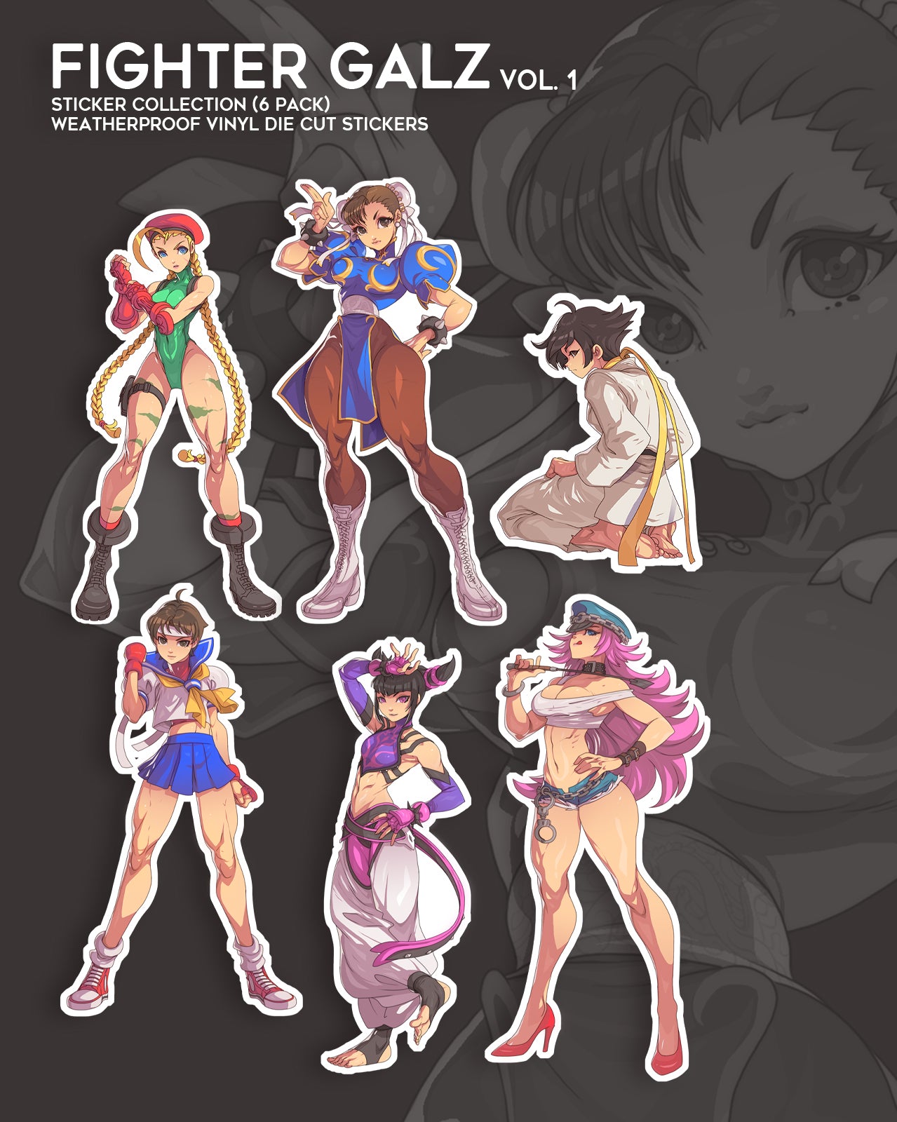 chun li cammy juri street fighter stickers by edwin huang