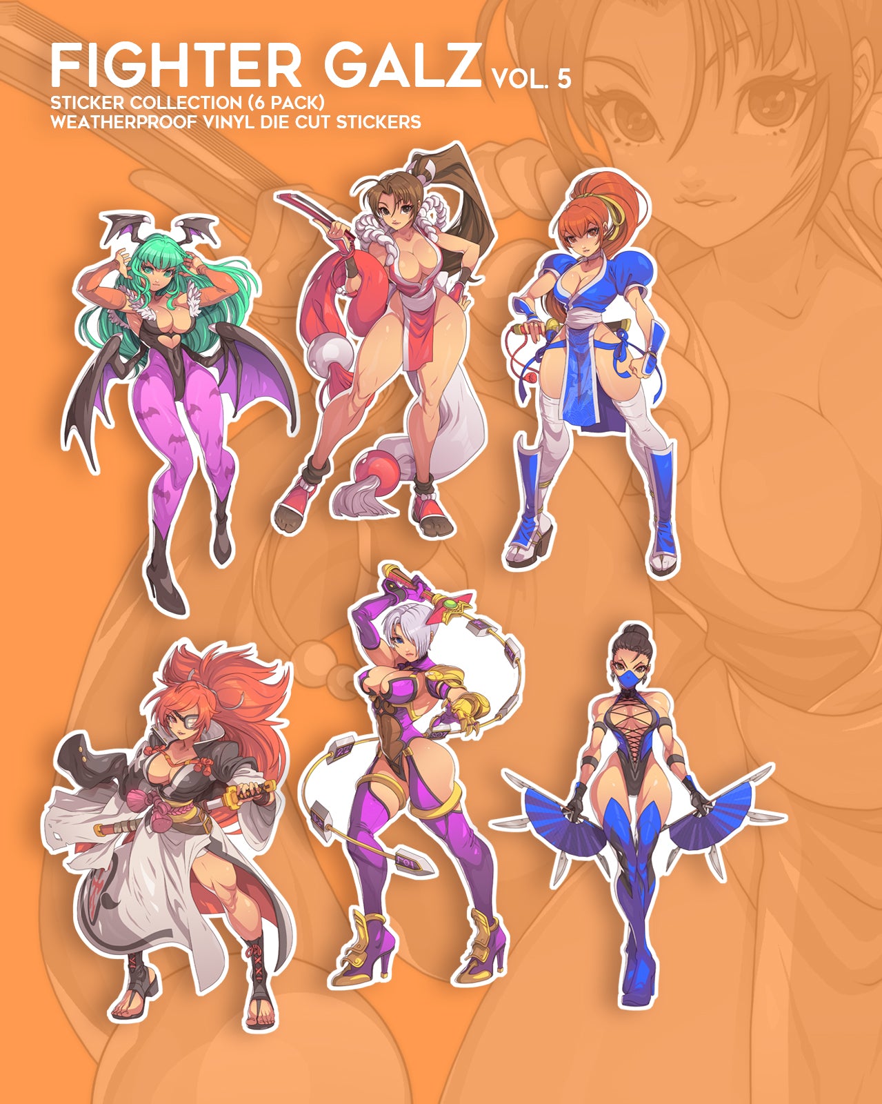 mai shiranui morrigan baiken ivy valentine stickers by edwin huang