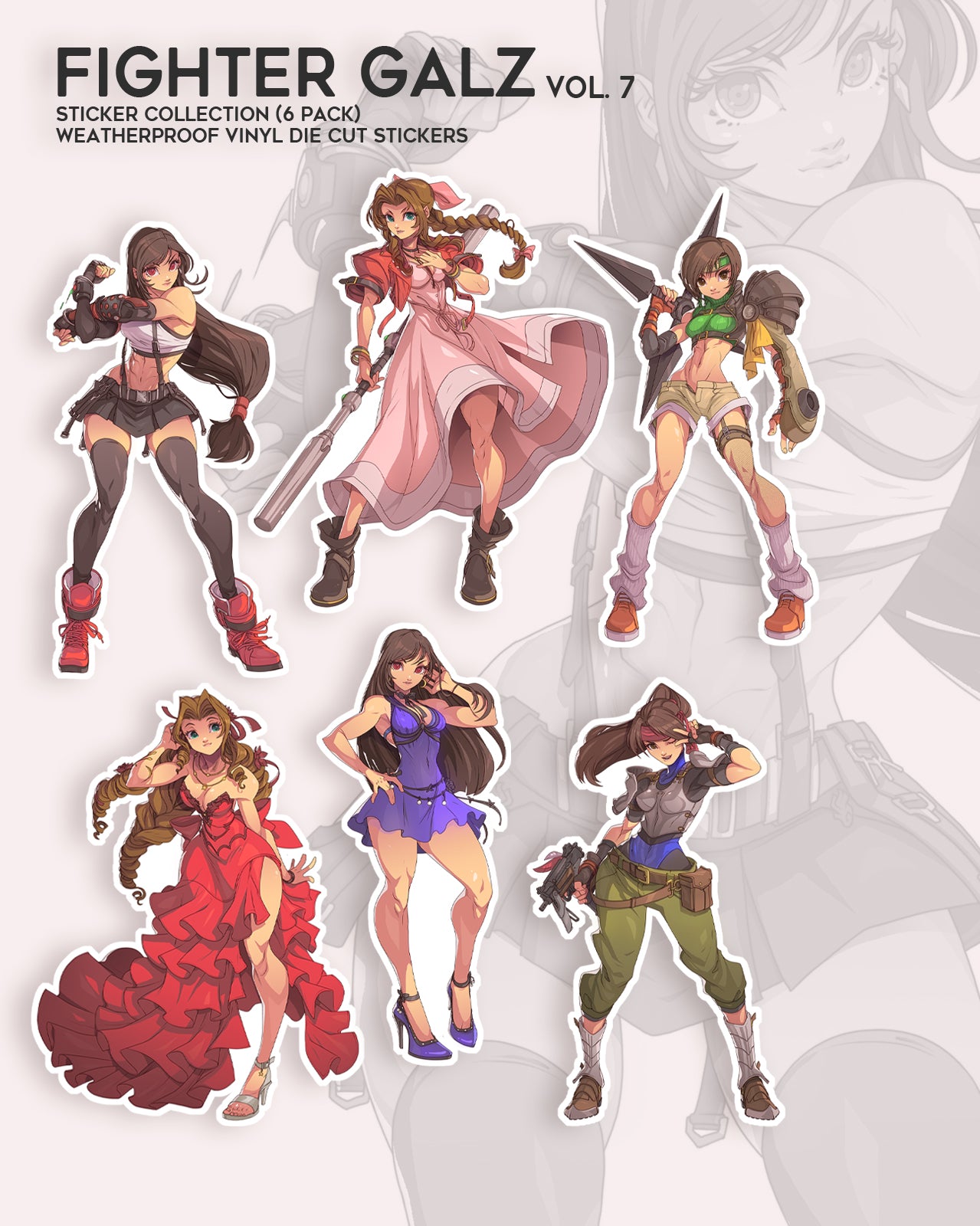 tifa lockhart aerith stickers by edwin huang