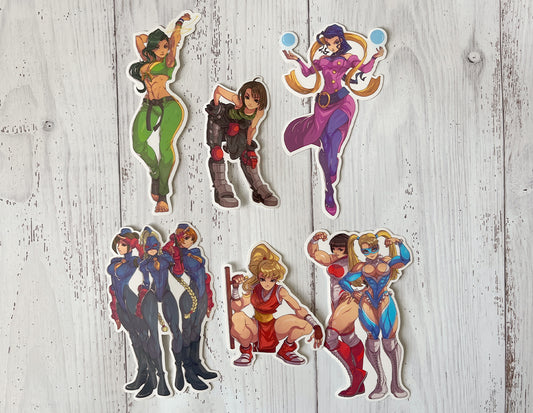 Fighter Galz Vol. 2 (6 Pack) Vinyl Die Cut Sticker Collection