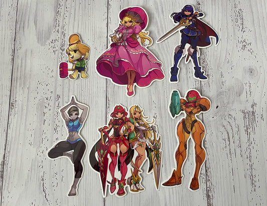 samus peach pyra mythra lucina smash bros stickers by edwin huang