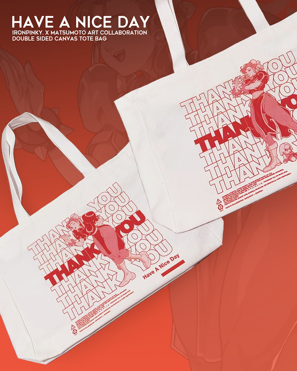 MONCHOUCHOU THE CANVAS BAG 大容量 HAVE A NICE DAY Canvas Tote Bag – ironpinky.