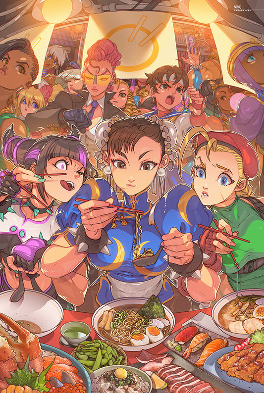 chun li juri cammy eating ramen street fighter