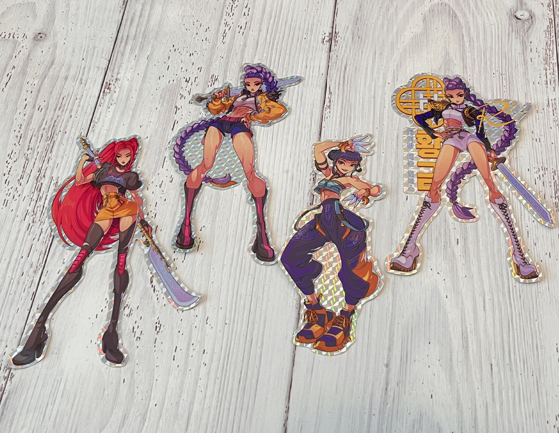 K-Pop Pack (4 Pack) Prismatic Holographic Vinyl Die Cut Sticker