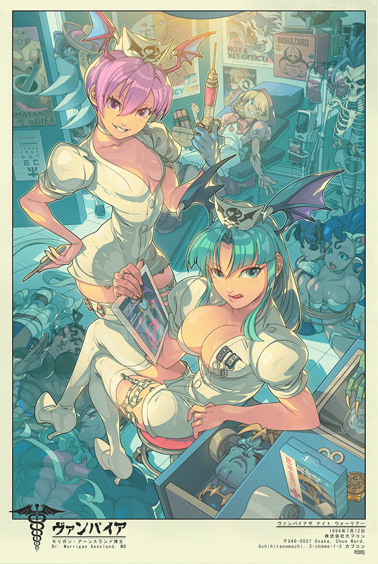 Nurse Morrigan and Lilith Art Print Illustrated by IRONPINKY.