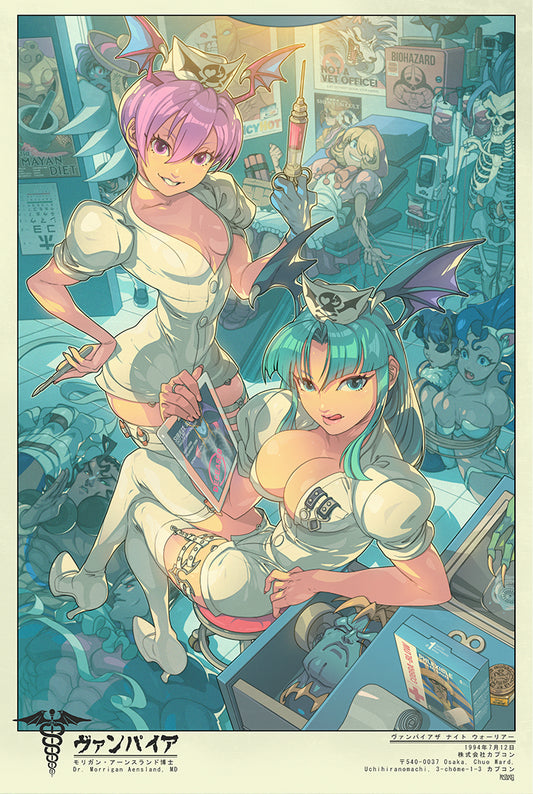 Nurse Morrigan and Lilith Art Print Illustrated by IRONPINKY.