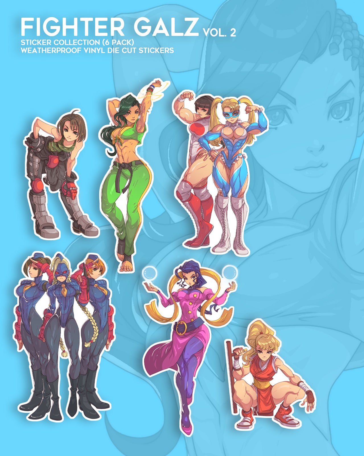 laura matsuda rainbow mika street fighter stickers by edwin huang